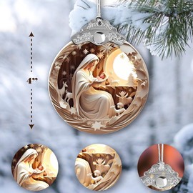 Christmas Ornament 2024, Religious Christmas Ornament, Nativity Xmas Tree Decorations for Winter Holiday,Friendship Elephant Ornament, White Elephant Gifts for Adults, Religious Gifts for Women