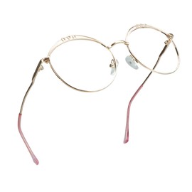 LifeArt Blue Light Blocking Glasses, Anti Eyestrain, Computer Reading Glasses, Gaming Glasses, TV Glasses for Women Men, Stylish Unisex Alloy Round Frame (Rose Gold, 0.25 Magnification)