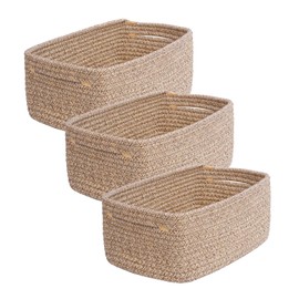 QFLQFL Small Woven Storage Basket,Medium Storage Baskets,Mini Cotton Rope Basket,For Shelves,Nursery,Office,Bathroom,And More–Perfect For Organizing&Décor