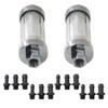 Universal 1/4" 5/16" 3/8" 2Pcs Fuel Filter Chrome Glass Reusable