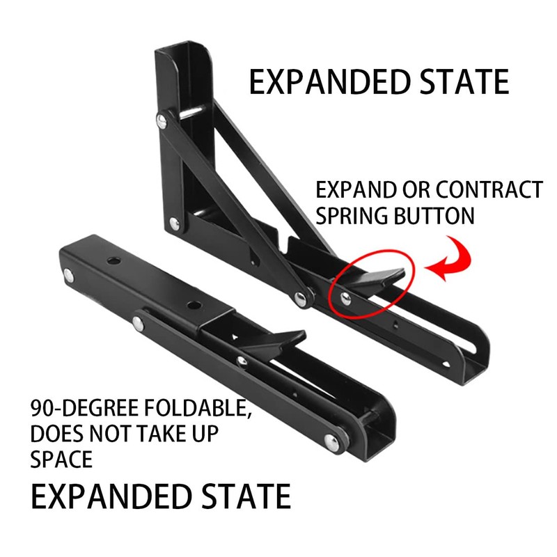 Black Folding Shelf Brackets Max. Load 220 lb, Heavy Duty