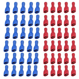 Quick Coupling Socket Vinyl Fully Insulated, 6.3 x 0.8 mm Cable Lug, Red for 0.5-1.5 mm² (22-16 AWG), Blue for 1.5-2.5 mm² (16-14 AWG), Pack of 120