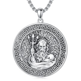 SILBAZ Neptune Necklace Neptune with Trident Pendant Poseidon God of the Sea Necklace Jewelry Valentine's Day Birthday Gift for Men Women, Copper, No Gemstone