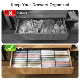 Qozary 4 Pack Drawer Organizers, 10 Grids Foldable Dresser Organizers for Clothing, Folded Clothes, T-shirt, Tank Tops, Camisoles, Underwear, Leggings, Baby Clothes