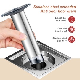gzpynsgaoh Stainless Steel Extended Anti Odor Floor Drain,Prevent Odor Dispersion in Bathrooms,for Fixing a misaligned Leak in a Shower Drain Pipe.