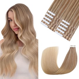 Sindra 22" Golden Brown Mixed Honey Gold Tone Human Hair Extensions Tape in Hair Extensions Natural Hair 20pcs 50g (T55-10/16/16)