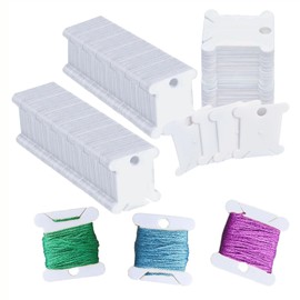300 Pieces Plastic Floss Bobbins for Cross Cotton Thread Craft DIY Sewing Storage, Thread Organizer Holder, Embroidery Thread Cards Cross Stitch Bobbin, White
