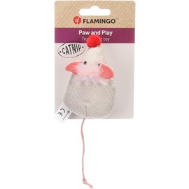 Flamingo Cat Toy Lovu Mouse - Beige, 9.5 × 5.5 × 4 cm | Interactive, Safe & Entertaining!