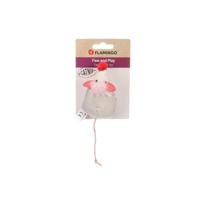 Flamingo Cat Toy Lovu Mouse - Beige, 9.5 × 5.5