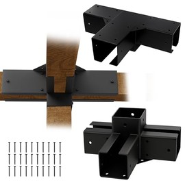 ColourTree Pergola Brackets for 4 x 4 Wood Post, 4-Way Corner Brackets, Powder Coated Steel, Powder Coated Steel, DIY Pergola Kit for Gazebo, Patio Pergolas, Gardens - 2 PCS