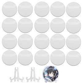 Can Badge Cover, Transparent [40 Pieces] for 2.2 inches (57 mm) Inner Protective Cover, Round Shape, Transparent, High Transparency, Can Badge Storage, Painful Bags, Includes 2 Display Stands