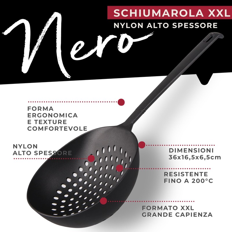Fackelmann Schiumarola in Nylon, per Scolare, Schiumare, Scolapasta Ottimale per