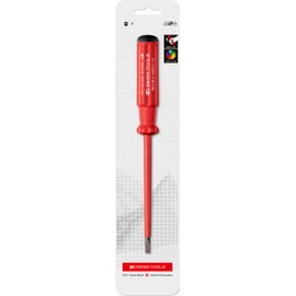 PB Swiss Tools Slotted VDE Screwdriver PB 5100.4-125 | 100% Swiss Made | Single Electric Screwdriver Insulated up to 1000V AC / 1500V DC