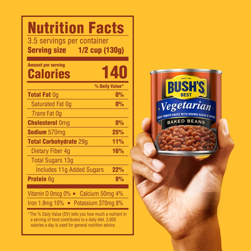 BUSH'S BEST 16 oz Canned Vegetarian Baked Beans, Source of