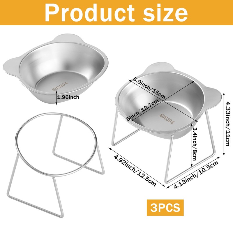 AIHSUMC Elevated Cat Bowls 3 Pack, 15° Tilted Raised Cat