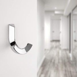 Gedotec Wall Coat Hook Vintage Coat Hook Polished Chrome - SHAFT | Height: 80 mm | Double Towel Hook Made of Metal | Wall Hook Invisible Screwed | 1 Piece - Double Hook with Screws