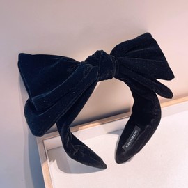 HARGIO Women's Headband Ribbon, Velour Material, Hair Access, Headdress, Hair Ribbon, Black, Black, Mass Production, Subculture Mine, Korean, Lolita, Gothic Lolita, Gothic Lolita, Hair Ornament, Small Face, Cute, Stylish, Popular, Present