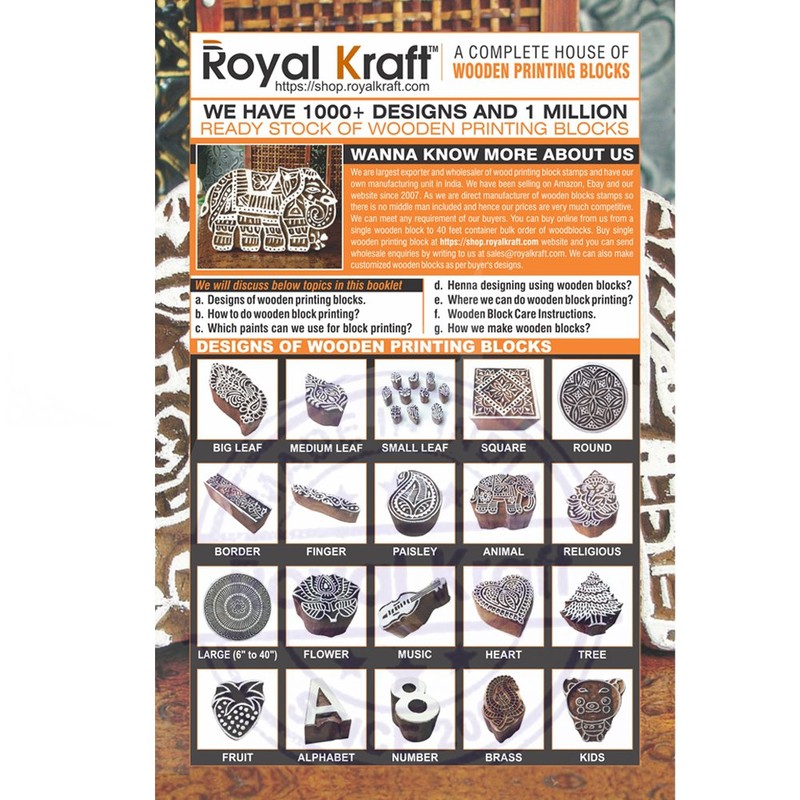 Royal Kraft Designer Square and Spiral Designs Wood Print Blocks