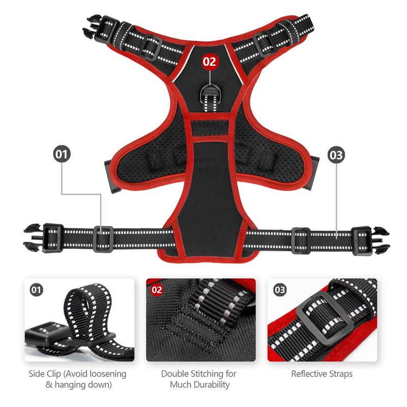 PHOEPET Upgraded No Pull Dog Harness, Reflective Adjustable Vest, with
