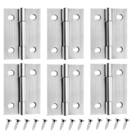 6 bisagras de puerta de gabinete de 2 pulgadas, bisagras de acero inoxidable, bisagras para muebles del hogar, bisagras para puerta, ventana, tapa de caja, caja de madera con 36 tornillos de montaje