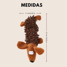 EMMA'S Juguete para Perro sin Relleno con Sonido Chirriante en Forma de Perro – Peluche Interactivo Resistente para Perros Pequeños, Medianos y Grandes – Mordedera Lavable con Forma de Animal