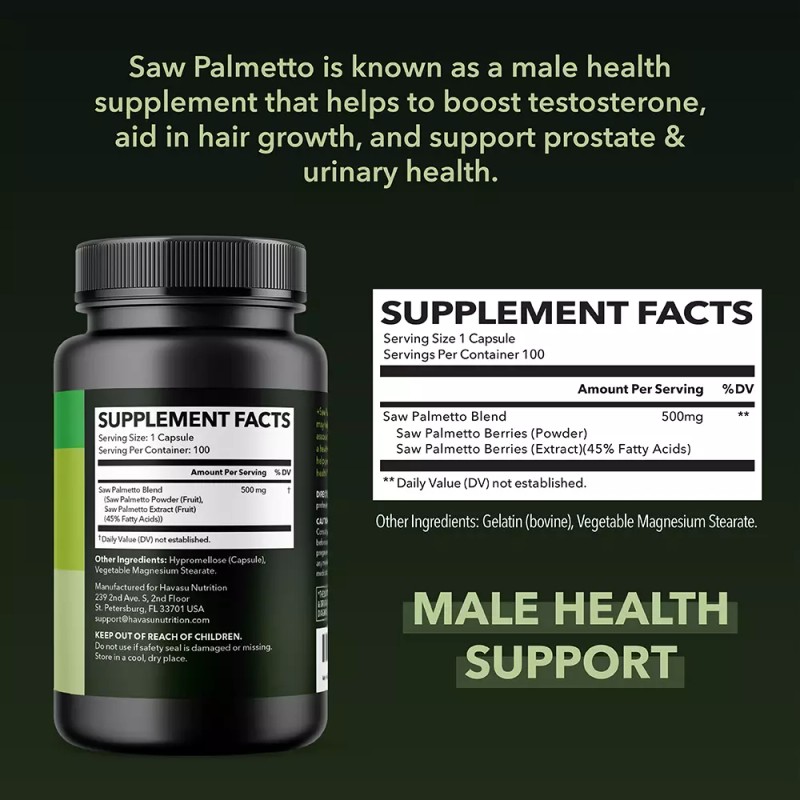 Havasu Nutrition Saw Palmetto Prostate Supplements for Men, Potent DHT