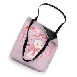Cute Coquette Bunny in Heart - Pink Bow & Cherry Design Tote Bag