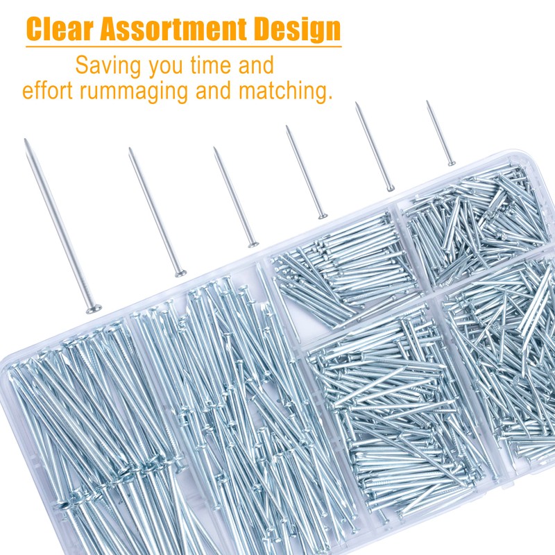 KURUI 700pcs Hardware Nails for Hanging Pictures, Up to 2"-Long