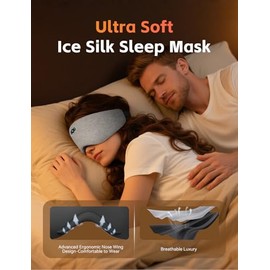 Sleep Mask with Bluetooth 6.0 Headphones, 20H Playtime Sleeping Headphones for Side Sleepers, Adjustable Blackout Eye Mask for Travel Meditation, Nois