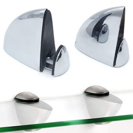 Set of 2 Glass Clamps, Wood/Glass Shelf Bracket, Glass Support Wood Holders, Fish Mouth Shape Clip, Adjustable Clamping 3-20mm Thickness, Zinc Alloy Chrome Finished