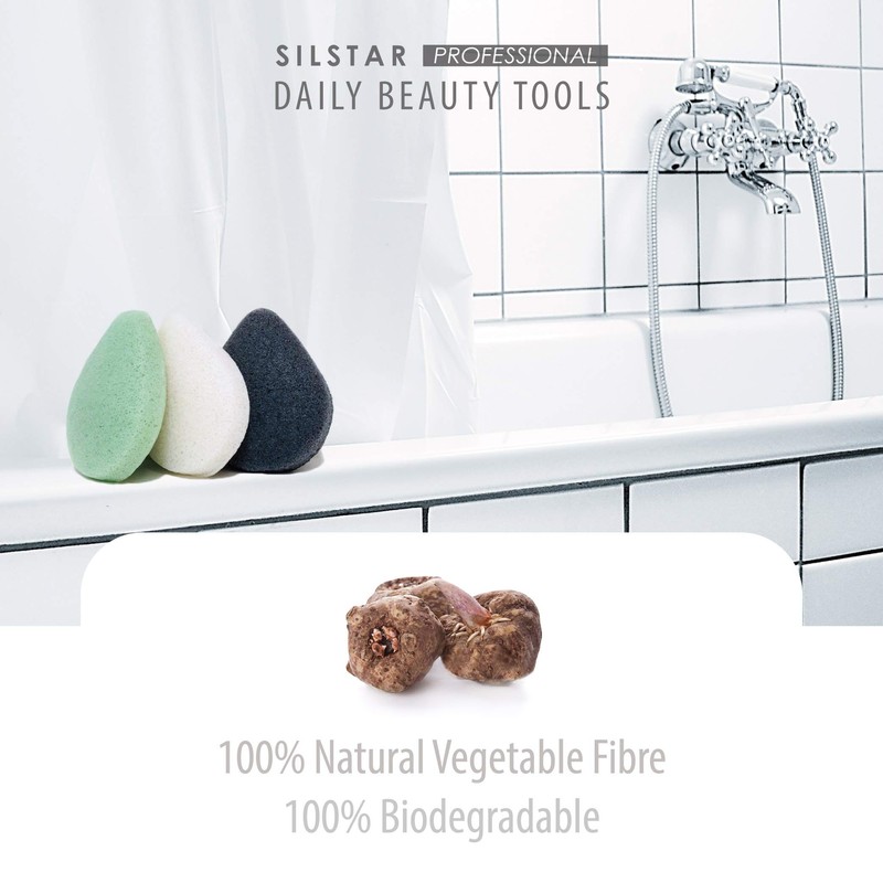 SILSTAR PROFESSIONAL Konjac Facial Sponge Tear Drop Rose Red Clay