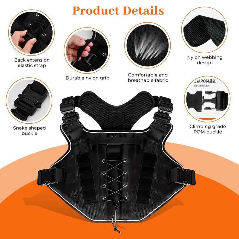 Samlonge Hundegeschirr, Ausbruchsicheres Einstellbar Brustgeschirr für Hunde Taktische Geschirr für