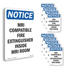 Mri Compatible Fire Extinguisher OSHA Notice Aluminum Sign 10 Inch x 7 Inch - 10 Pack
