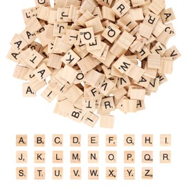 MUXHEL Pack of 1000 Scrabble Letters Wood, Wooden Letters Crafts, Wooden Letters Tiles, Wooden Letters Scrabble, A-Z with Numbers, for Board Games, Learning, Spelling