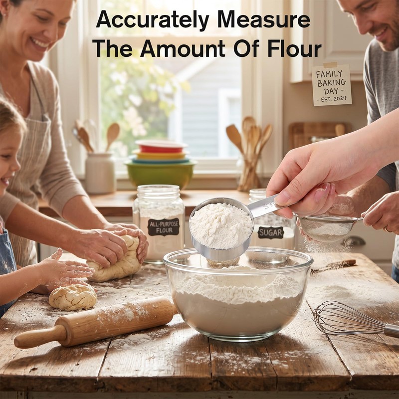 1/4 Cup Measuring Scoop, 60 ml Stainless Steel Cups