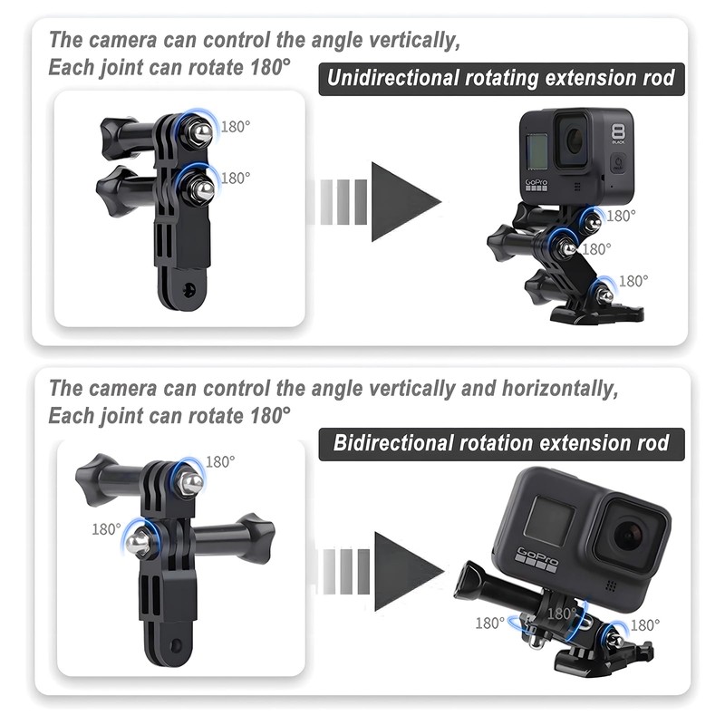 3-Way Adjustable Extension Pivot Arm Adapter Kit for GoPro Hero
