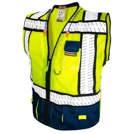 KwikSafety - Charlotte, NC - SHERIFF Safety Vest [Multi-Use Pockets] Class 2 ANSI OSHA High Visibility Vis Reflective Heavy Duty Solid Mesh Zipper HiVis Construction Surveyor Work Men/Blue 3XL
