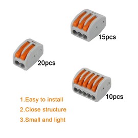 QitinDasen 45Pcs Lever-Nut Wire Connector Set, Conductor Compact Wire Connector (PCT-212/213/215)