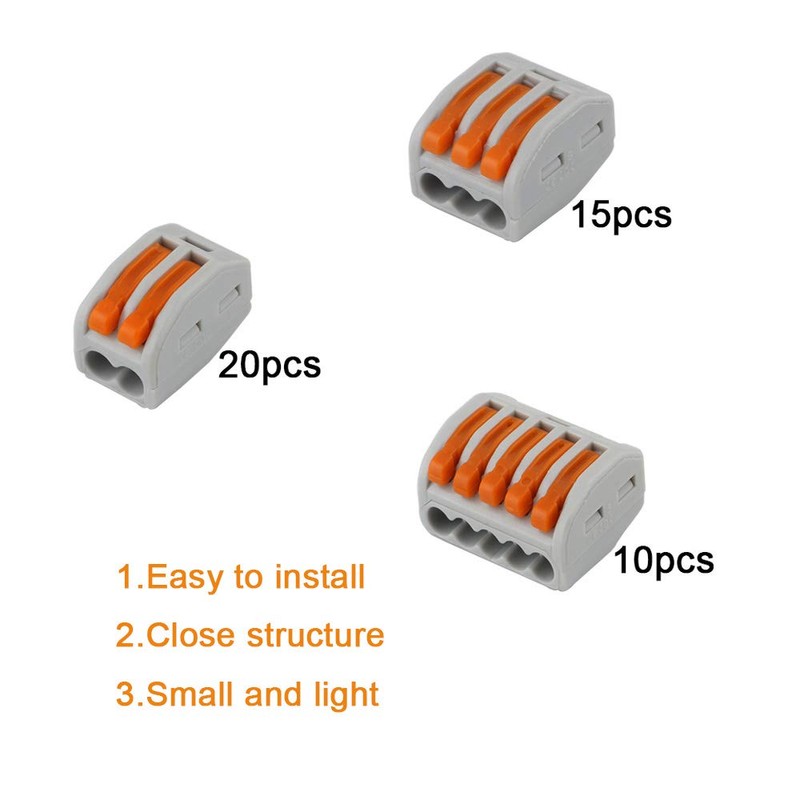 QitinDasen 45Pcs Lever-Nut Wire Connector Set, Conductor Compact Wire Connector