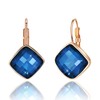 Austrian Crystal Square Drop Leverback Earrings for Women Fashion 14K