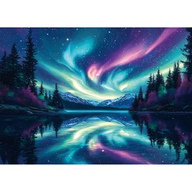 Blueforest 1000 Piece Puzzles for Adults, The Lake Water & The Arctic Aurora Puzzle for Adults, Hard Challenge Art Jigsaw Puzzles, for Gifts Birthday Party Games Family, 27.5 * 19.7 inch Dust Free