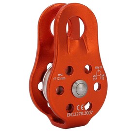 Pulley Aluminium Alloy Duty Single Swivel Rope Pulley Block for Rock Climbing Rescue Lifting Hitch Tending(Orange)