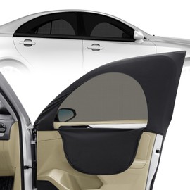 Car Window Shades for Sedan - 4 Pack Stretchy Sun Shade Mesh Side Car Window Screen Covers with Zipper for Camping Family Baby Pet Anti-Mosquito Privacy Protection When Parking