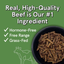 Real Meat Air Dried Cat Food & Dog Food w/ Real Beef - 1.75lbs of USA-Crafted Grain-Free Dry Dog & Cat Food Sourced from Hormone-Free, Free-Range, Grass-Fed Beef - All Natural, High Protein Pet Food