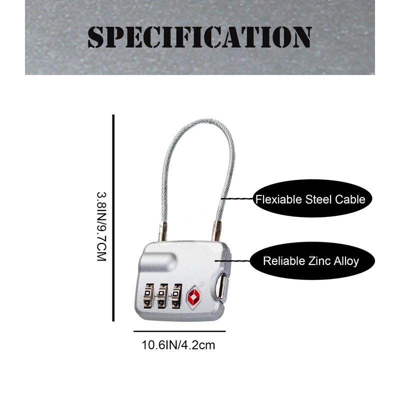 4 Pack TSA Approved Luggage Lock for Suitcases, Backpack, and