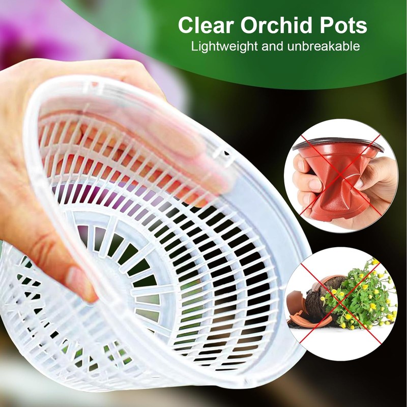 HOUSEASSIST Orchid Pot, 8 Pack Orchid Pots with Holes, 4.3"