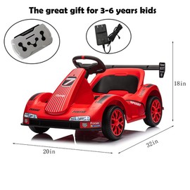 Ride on car, Electric Go Kart, 12V Battery Powered Ride On Car w/Remote Control, Safety Belt, Slow Start, Music, 4 Wheel Electric Vehicle for Kids, Gift for Boys Girls (red)