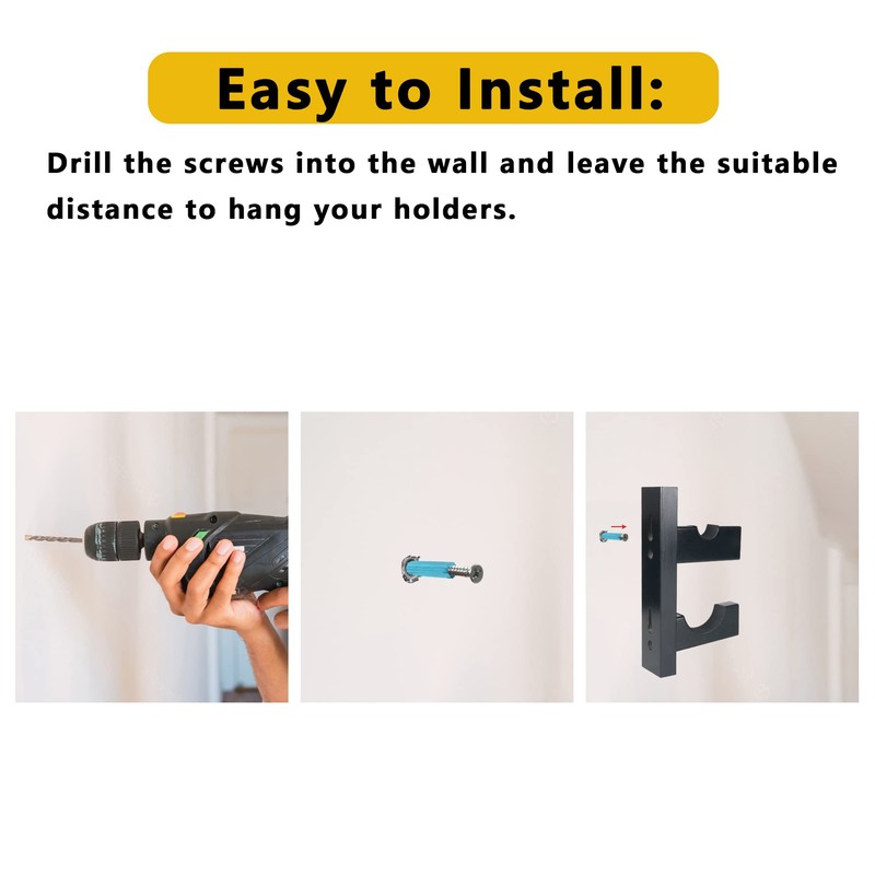 Invech 2 Black Baseball Bat Holder, Baseball Bat Display Wall