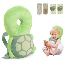 WKC Baby Head Protector Backpack with Knee Pads & Non-Slip Socks, Toddler Safety for Crawling & Walking (Style 2)