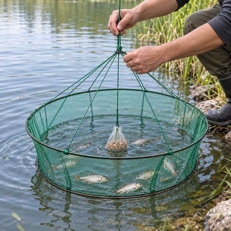 New Foldable Fishing Net 80/100cm, Hand Cast Fishing Cage with